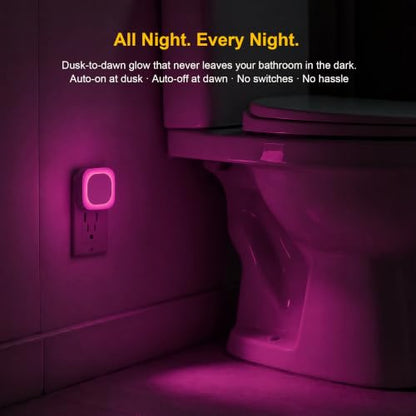 2 Pack Pink Night Light Plug into Wall, Dimmable Light for Bedroom | Auto Dusk to Dawn Sensor, Eye-Care Reflected Glow, LED Nightlight, Pink Lamp for Princess-Themed Bedroom, Bathroom, Adults - color: Pink
