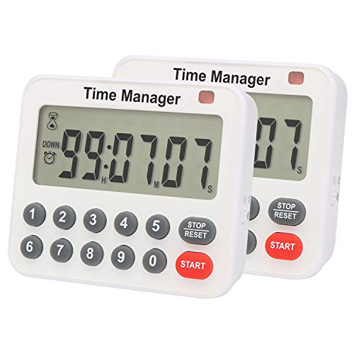 AIMILAR Magnetic Digital Kitchen Timer with Direct Numerical Keypad, Loud Alarm - 99Hr Countdown Count Up Timer for Cooking Baking Classroom, Batteries Included - color: Red-2