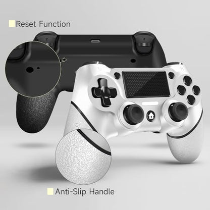 AceGamer 2 Pack for PS4 Controller, Wireless Controller for PS4/Pro/Slim/PC, with Non-Slip Grip of Both Sides and USB-C Cable! (Black and White) - color: Black and White