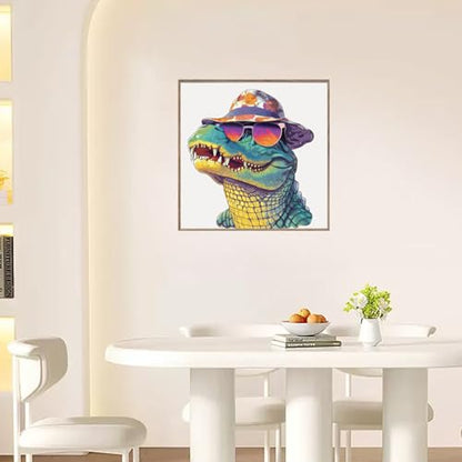 Reouinty Wooden Puzzle 500 Piece, Cool Glasses Crocodile Jigsaw Puzzles, Unique Puzzle, Beautiful Wooden Puzzle with Box Birthday Gifts for Family Game 16x17.6 in - color: Glasses Crocodile, size: 500pcs