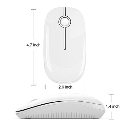 VssoPlor Wireless Mouse, 2.4G Slim Computer Laptop Mouse, Pure White | Portable Mouse, Plug & Play USB Nano Receiver, Quiet Silent Optical Mice for Notebook, PC, Laptop, Computer, Windows, Mac - color: White