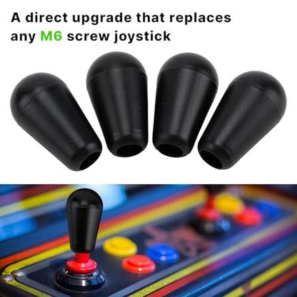 Gallipower 4Pcs Black Ellipse Oval Joystick Head,Arcade Joystick Ball Top Handle Rocker Round Head,Arcade Kit DIY Replacement Parts - color: style 12