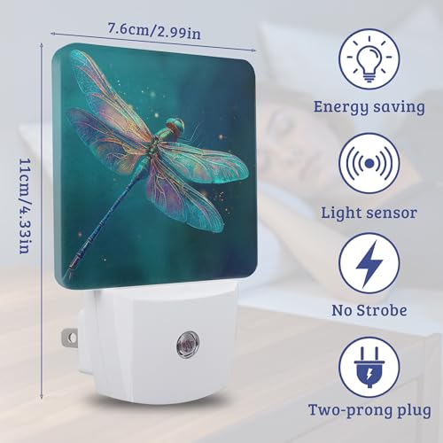 Dragonfly Night Light with Dusk to Dawn Light Sensors, Plug-in Wall Led Night Lights, Energy Efficient Lamp for Bedroom,Bathroom,Kitchen,Hallway,Stairs, Gifts Ideal for Girls Women - color: Dragonfly