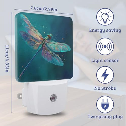 Dragonfly Night Light with Dusk to Dawn Light Sensors, Plug-in Wall Led Night Lights, Energy Efficient Lamp for Bedroom,Bathroom,Kitchen,Hallway,Stairs, Gifts Ideal for Girls Women - color: Dragonfly