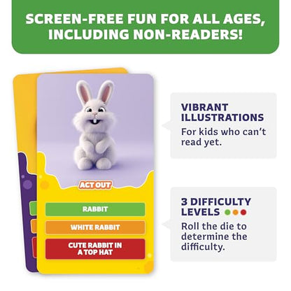 Epic Charades for Kids, Fun Family Game for Kids & Adults, 200 Cards | Act out & explain prompts, pictures for young kids, 3 difficulty levels, educational card game & board game for kids 8-12 - size: Original