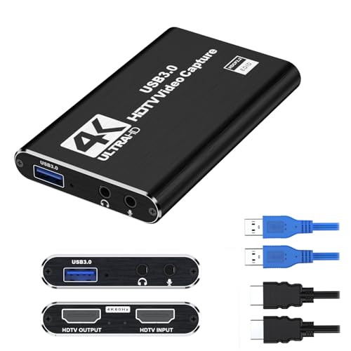 dobestyou 4K Capture Card Black for Streaming, Recording & Gaming – HDMI Video Capture Device with USB 3.0, 1080p 60fps, Plug & Play,Zero Latency for PS5, Xbox, Switch, OBS, PC, Mac - size: Capture Card With Hdmi Cable-Black