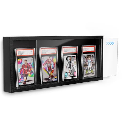 Emfogo Card Display Case, Trading Card Display Frame Wall Mount, Wooden Baseball Card Display Case with Clear View, Graded Sports Card Display for Trading Card Collection (1 Pack-Black) - size: 1-Layer 1 Pack