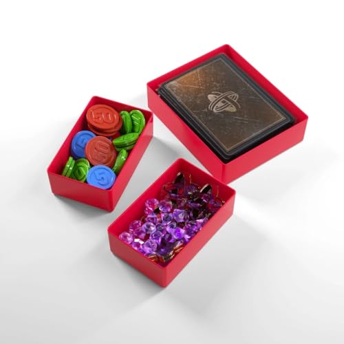 Token Silo Card Add On - 3-Piece Set of Game Trays, Holds Game Cards, Tokens, Dials and Dice, Organize LCG, TCG and Board Game Accessories, Modular Design, Red Color, Made by Gamegenic - color: Red