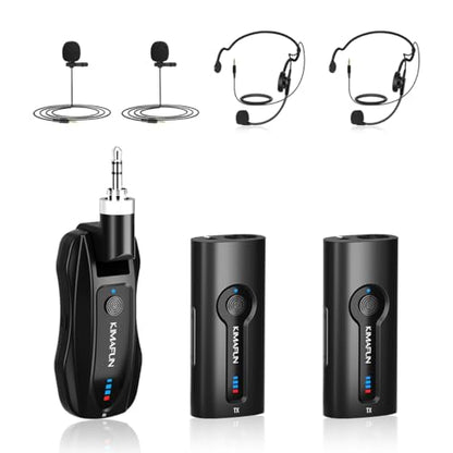 KIMAFUN Wireless Lavalier Microphone System, Wireless 2.4GHz Lapel Mics Handheld Mic 2 in 1 for Teaching, Teachers, Speech, Tour Guiding, Speaker, Amplifier, PA System, Broadcast, KM-G70(2TX1RX) - size: 2TX+1RX