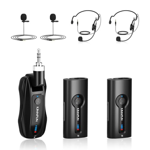 KIMAFUN Wireless Lavalier Microphone System, Wireless 2.4GHz Lapel Mics Handheld Mic 2 in 1 for Teaching, Teachers, Speech, Tour Guiding, Speaker, Amplifier, PA System, Broadcast, KM-G70(2TX1RX) - size: 2TX+1RX