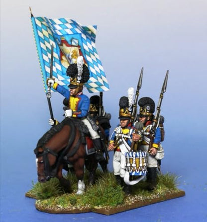 Wargames Delivered - Victrix Bavarian Infantry 1809 Set with Bonus Miniature STL Download - 58 Highly Detailed 28mm Miniatures with Mounted Colonels for Wargaming & Tabletop Strategy Games