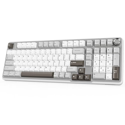 Wireless Mechanical Gaming Keyboard, Tri-Mode Connectivity (Bluetooth 5.0/2.4GHz/USB-C), Hot-Swappable, RGB Backlit,101-Key Layout Keyboard with Volume Knob for PC, Laptop, Tablet