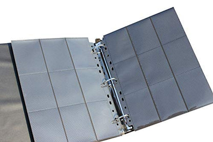 9-Pocket Black Card Sleeves Binder Sheets Double Sided Card Pages | Side Loading Trading Card Binder Sleeves, Heavy-duty Album Page Protectors for 3-ring/D-ring Binder - size: 100 background pages