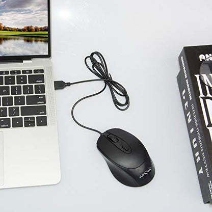YUMQUA G222 Silent Computer Mouse - 2 Pack Wired Optical USB Mouse, 800/1200 DPI, Home & Office, Desktop & Laptop PC & Chromebook - size: 2Pack