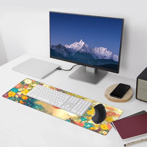 Cute Cat Gaming Mouse Pad Extended Large Mouse Mat 31.5 X 11.8 Inch Nonslip Rubber Base Long Desk Pad Stitched Edges Mousepad Mice Pad for Office Home Game - color: Cute Cat
