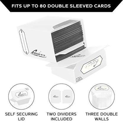 White Trading Card Deck Block & Card Sleeves Bundle Fits Magic: The Gathering Cards & Other TCG - 80+ Standard Deck Box with 2 Dividers and 100 Artemis White Sleeves (66 x 93 mm) | 1 deck box 80+ with 2 dividers and 100 Artemis white sleeves (66 x 93 mm),