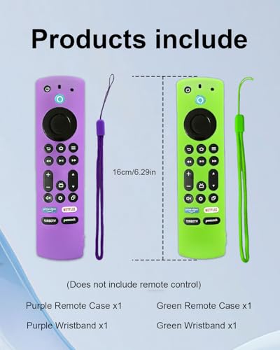 2Pcs Glowing Remote Cover for Insignia/Toshiba Smart TV | Silicone Protective Remote Control Case Cover, Anti Slip Shockproof Remote Control Cover with Lanyard, Green + Purple - color: Green + purple