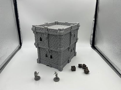 Medieval Castle Tabletop Terrain Set for 18mm & 28mm Miniatures – Paintable Wargame & Diorama Building Kit (2 Floors) - size: 2 Floors