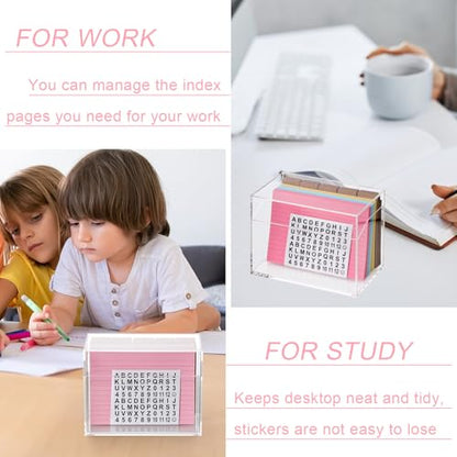 4x6 Inch Acrylic Index Card Box Index Card Holder Clear Flash Card Holder Recipe Card Holder Business Card Organizer 150 Index Cards 30 Kraft Dividers A to Z Stickers For Hold 400 Tab Letter Note