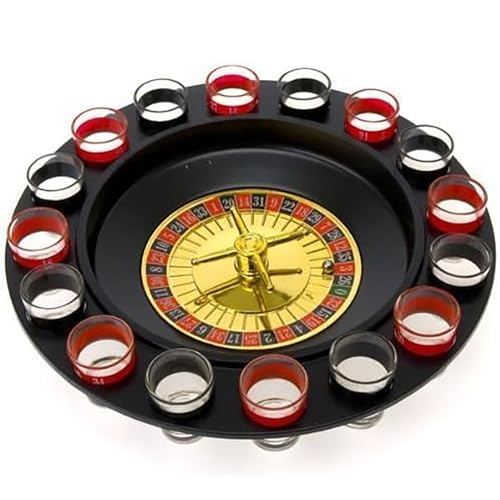 Shot Glass Roulette Drinking Game – 16-Piece Red/Black Set with 2 Metal Balls, Fun Adult Party Game for White Elephant, Game Nights, and Gifts - size: 16PCS Set