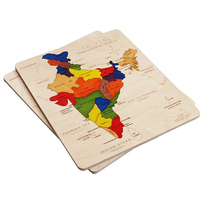 India Map Wooden Jigsaw Puzzle for Kids | 22 Puzzle Pieces | Learning & Educational Toy Gift for Boys & Girls Ages 4 Years and Above - style: India Map