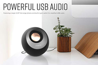 Creative Pebble V3, 2.0 USB-C Desktop Speakers, Bluetooth 5.0, Black | Bluetooth 5.0, USB-C, 2.0 Speaker, Clear Dialog, 8W RMS, USB-A Adapter, Desktop Speakers, Stereo, Black - color: Black