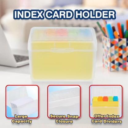 H4D Index Card Holder 4x6 Inches with 25 Plastic Dividers, Clear - color: Clear, size: 4x6 inch