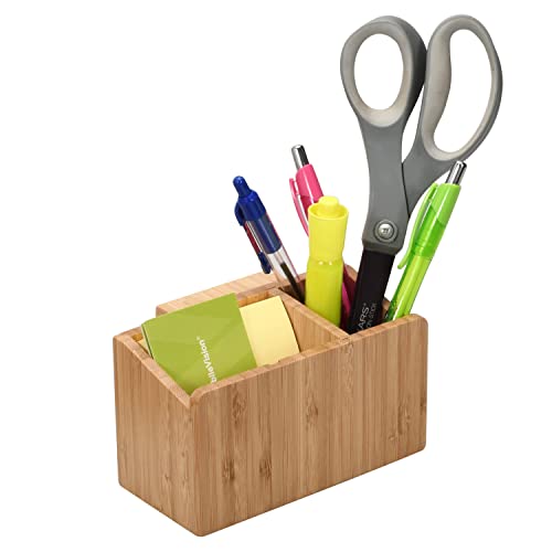 MobileVision Bamboo Caddy Add-On for Bamboo Charging Station Organizers; Compartment and cubby space fits pens, keys, and other small stationary items - color: Caddy Add-On Only