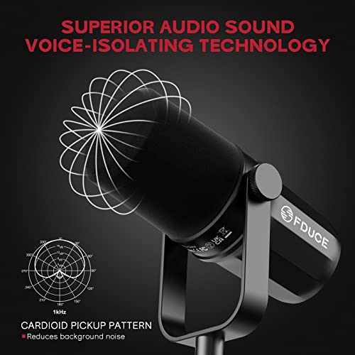 FDUCE XLR Dynamic Microphone for Vocal Recording, Podcasting, Gaming, Live Streaming&Broadcasting, All Metal Cardioid Mic, Voice-Isolating Technology SL40X - style: SL40X