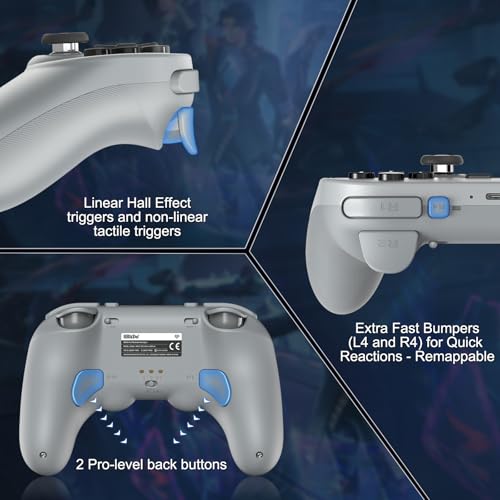 8BitDo Pro 3 Bluetooth Controller for Switch/Switch 2,Windows,TMR Joysticks | Programmable Pro Back Buttons&R4/L4 Bumpers,Hall/Tactile Triggers,Swappable ABXY Buttons,for Apple,SteamOS,Android, Grey - color: Gray