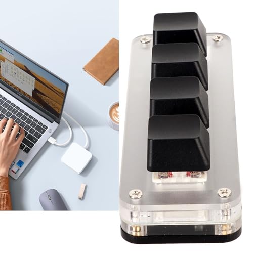 Mini Mechanical Keyboard - USB Wired Programmable Keypad for Gaming and Volume Control Custom Shortcuts, Plug and Play(4 Keys)