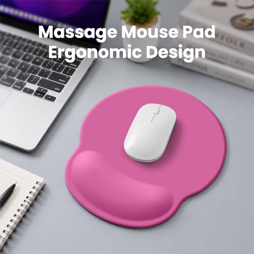 Mouse pad with Wrist Rest,Relieving Pain Memory Foam Computer pad, Ergonomic Desktop Mouse, Silicone Material Mouse pad, with Non-Slip PU Base (Rose Color) - color: Rose color