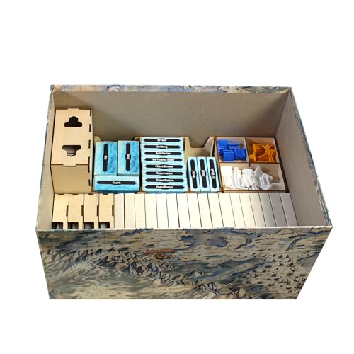 The Broken Token Frosthaven Compatible Game Organizer with Monster Tuck Boxes - Wood Storage Box with Multiple Trays for Cards, Tokens & More - Wooden Game Organizer