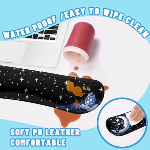 Moon Cat Desk Mat Set Starry Night Large Mouse Pad with Wrist Rest 4in1 Desk Mat for Desktop Ergonomic Computer Desk Arm Wrist Anti-Slip Computer Ergonomic Mouse Pad Home Office Gaming - color: Moon Cat