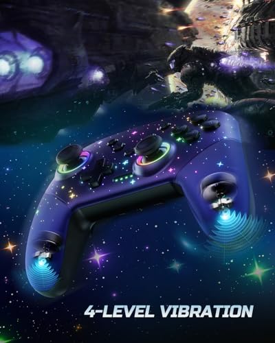 VOYEE Switch Controllers for Switch/Lite/OLED/PC Windows, RGB Star LED | Wireless Pro Controller, Programmable, One-key Pairing, Wake-up, Turbo, Vibration, 6-Axis Gyro Control, 10-15H Runtime
