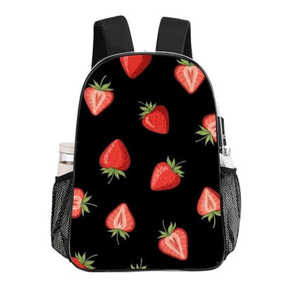 Large Clear Stadium Backpack Mesh Side Pockets Zipper Compartments | Stadium Approved, Strawberry Red Black, PVC See Through Bag, for Sand Water Towels - color: Pattern (334)