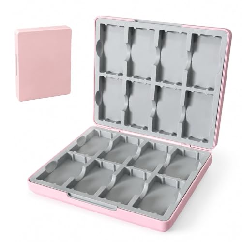 DPVPER Game Case for GBA Games, 16-Cartridge Holder for Gameboy Advance SP | Pink ABS shell | Custom silicone slots | Magnetic closure | Portable organizer case for Game Boy Advance game storage - color: Pink, size: For GBA Cartridges