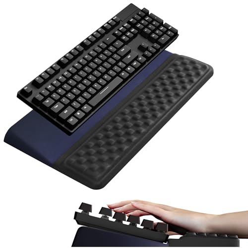 Ospelelf Keyboard Wrist Rest, Ergonomic Memory Foam Wrist Support for Typing & Gaming, Tilted Keyboard Pad, Aesthetic Desk Accessories for Office, Relief for Carpal Tunnel & Wrist Pain, Black Blue - color: Blackblue