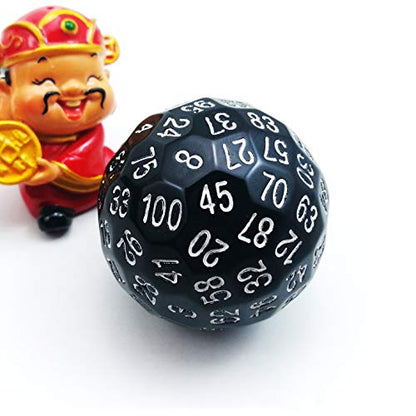 Bescon Polyhedral Dice 100 Sides Dice, D100 die, Sided Cube, Game 100-Sided Cube of Black Color - color: Black