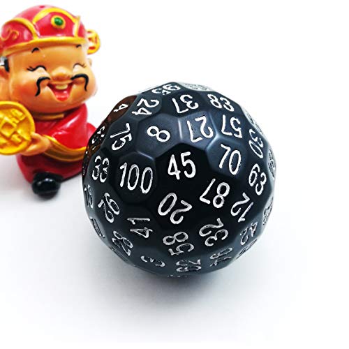 Bescon Polyhedral Dice 100 Sides Dice, D100 die, Sided Cube, Game 100-Sided Cube of Black Color - color: Black