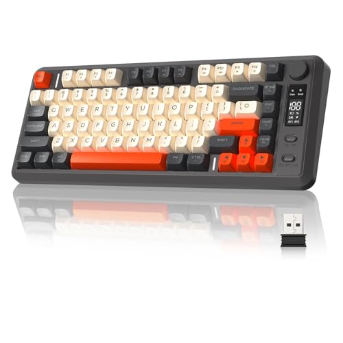 ZIYOU LANG M75 Wireless Gaming Keyboard, RGB Backlit Rechargeable 2000mAh Battery, Small Membrane But Mechanical Feel Keyboard with Smart Display & Knob, PBT Gradient keycaps for PC, MAC - Shimmer - color: Shimmer