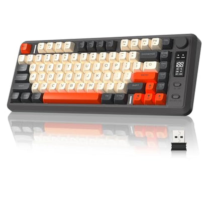 ZIYOU LANG M75 Wireless Gaming Keyboard, RGB Backlit Rechargeable 2000mAh Battery, Small Membrane But Mechanical Feel Keyboard with Smart Display & Knob, PBT Gradient keycaps for PC, MAC - Shimmer - color: Shimmer