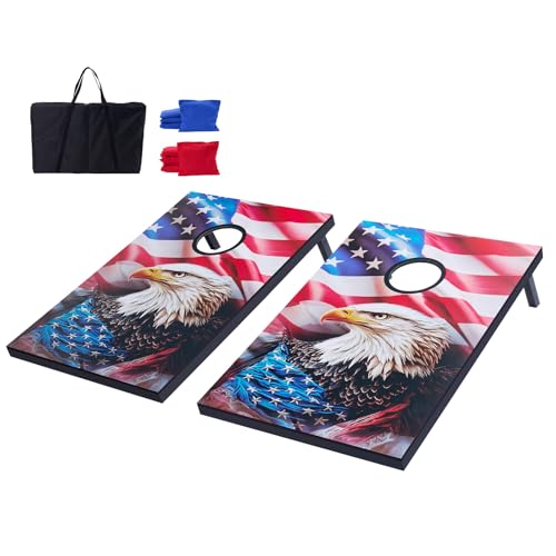 VEVOR Cornhole Set 4x2 ft Corn Hole Game Boards Wood Portable Toss Board - size: 3x2 ft America