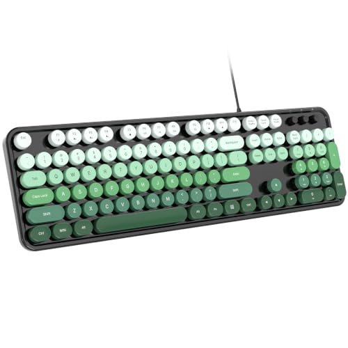 Dliter Wired Keyboard, 104 Keys Full Size Typewriter Keyboards, USB Plug and Play Office Keyboard with Number Pad, Caps Indicators, Foldable Stands for Windows, PC, Laptop (Black Green) - color: Black Green
