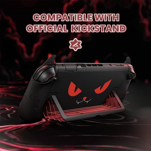 playvital Cute Demon Protective Shell for Nintendo Switch 2, Kawaii Anti-Slip Silicone Grip Cover + Dockable Hard Case for Nintendo Switch 2 with Thumb Grips & Sticker, Shockproof - Black - color: Black