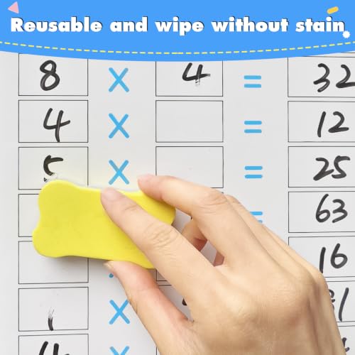 6 Pack Double-Sided Multiplication Whiteboard 9"x12" Math Dry Erase Board | Reusable and Wipes Clean, for Classroom Students - size: 6 Pack