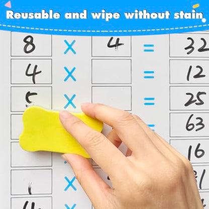 6 Pack Double-Sided Multiplication Whiteboard 9"x12" Math Dry Erase Board | Reusable and Wipes Clean, for Classroom Students - size: 6 Pack