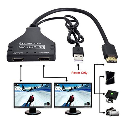 xiwai HDMI-Compatible 1.3 to Dual Female Splitter Switch Extension Adapter Cable with Power for HDTV Laptop 1080P - style: With USB Power