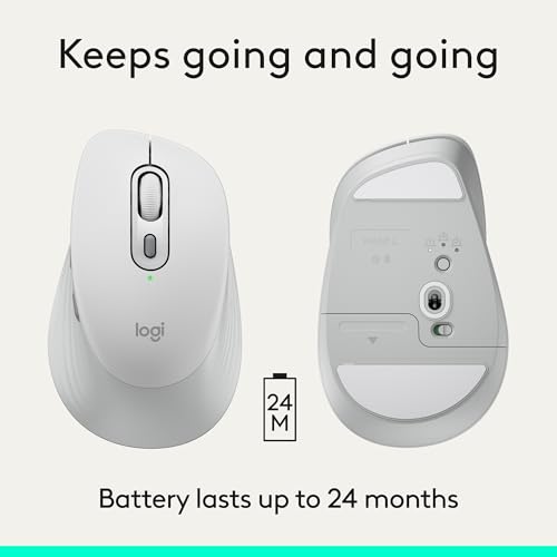 Logitech Signature Comfort M840 L Wireless Mouse Bluetooth - Off White | Bluetooth, SmartWheel, customizable buttons, multi-device, for Windows, MacOS, iPadOS - color: Off White, style: No Palm Cushion