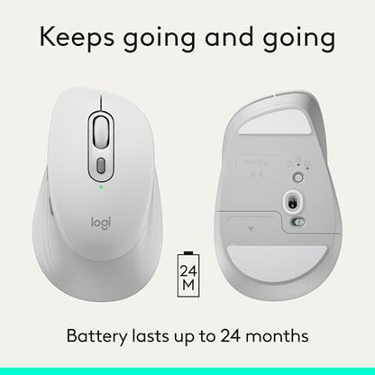 Logitech Signature Comfort M840 L Wireless Mouse Bluetooth - Off White | Bluetooth, SmartWheel, customizable buttons, multi-device, for Windows, MacOS, iPadOS - color: Off White, style: No Palm Cushion